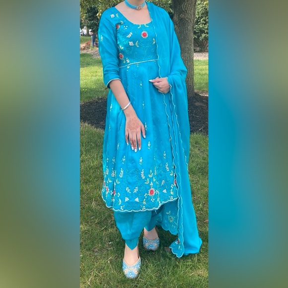 Salwar Kameez Other - Blue Anarkali with Salwaar